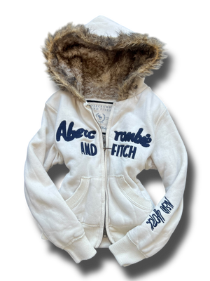 Vintage Abercrombie and fitch krátká mikina na zip s kožíškem