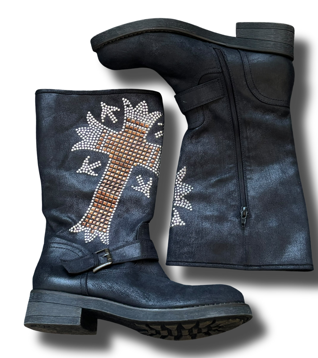 Y2k Catwalk cross gems dámské boty