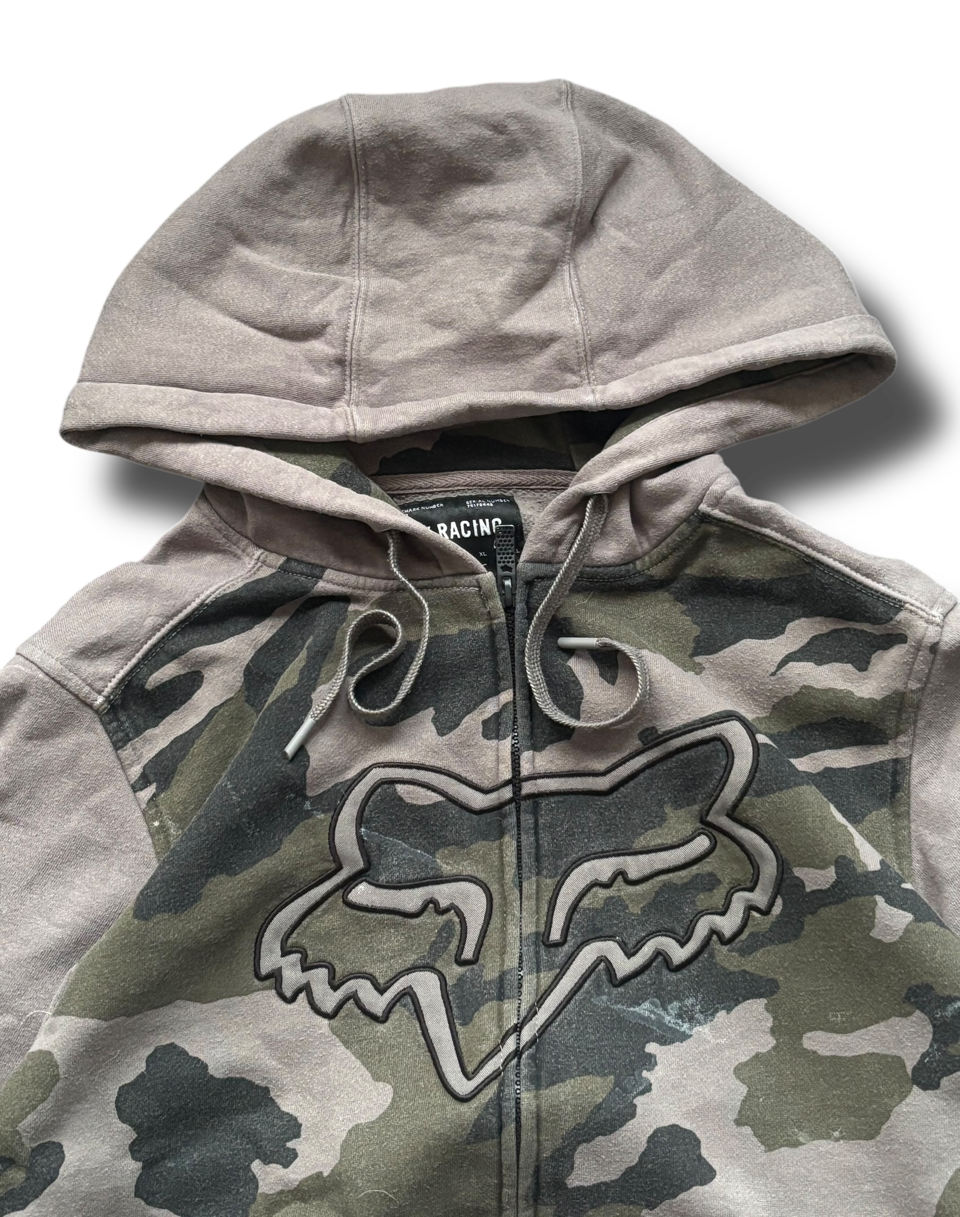 Vintage Y2K Fox racing camo mikina na zip