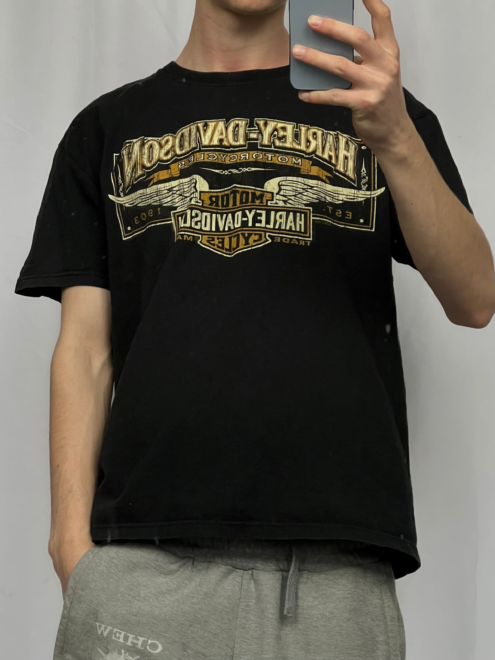 Vintage rare 00s Y2K 2014 Harley Davidson graphic triko