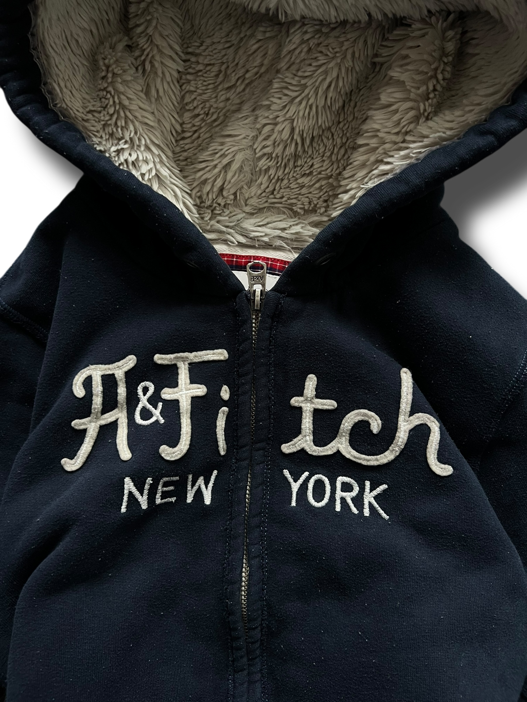 Abercrombie heavy Y2k zipper mikina s kožíškem