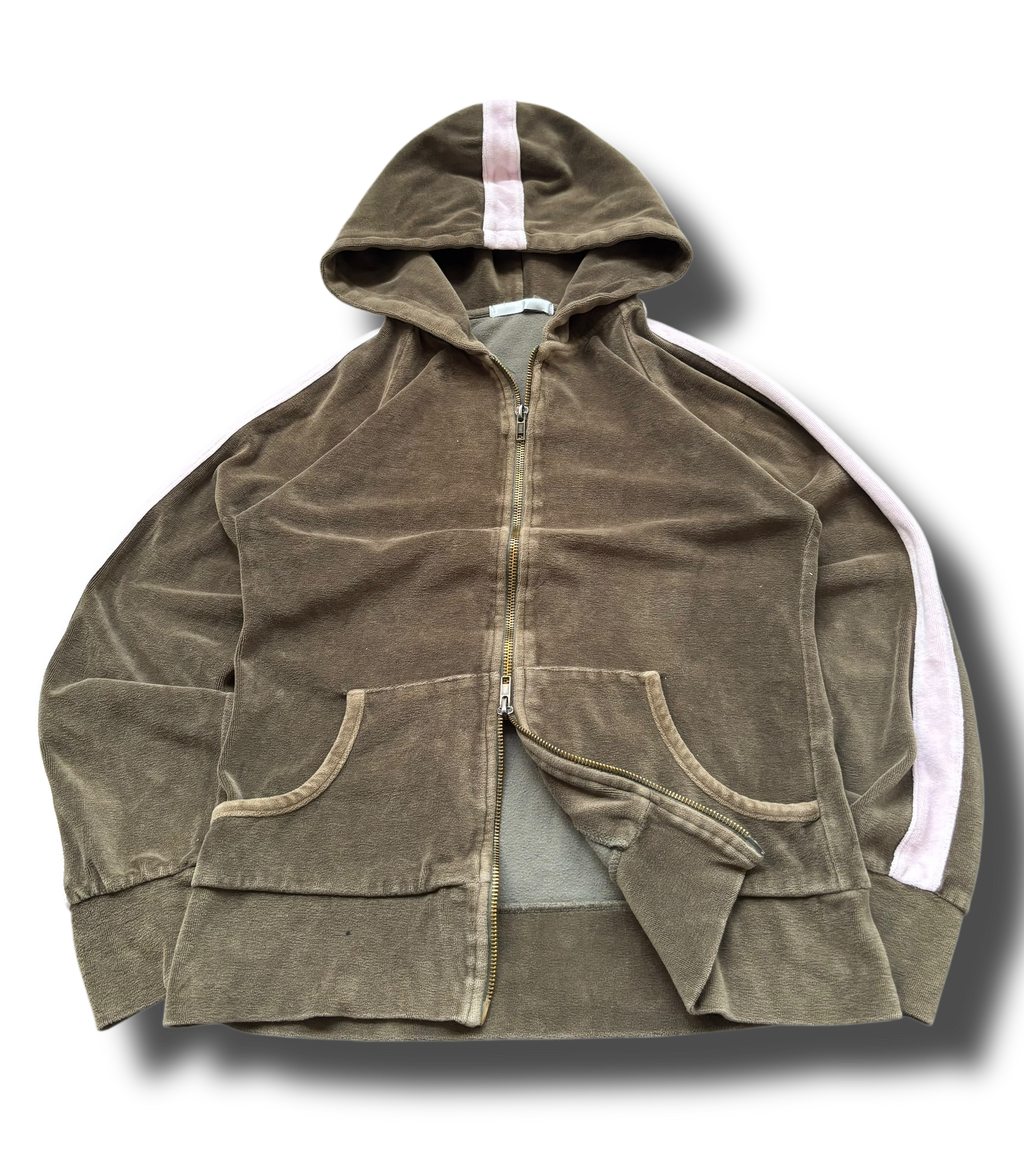 Y2K Fishbone cropped plyšová mikina