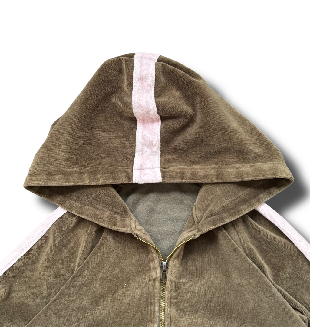 Y2K Fishbone cropped plyšová mikina