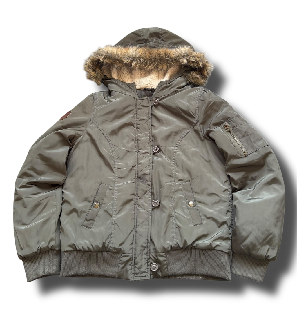 Y2K fur cropped dámská zimní bunda