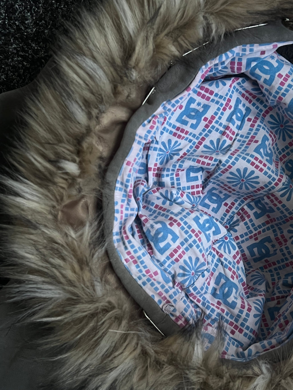 Y2k winter furry vintage DC zipp mikina s kožíškem