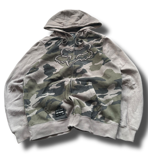 Vintage Y2K Fox racing camo mikina na zip