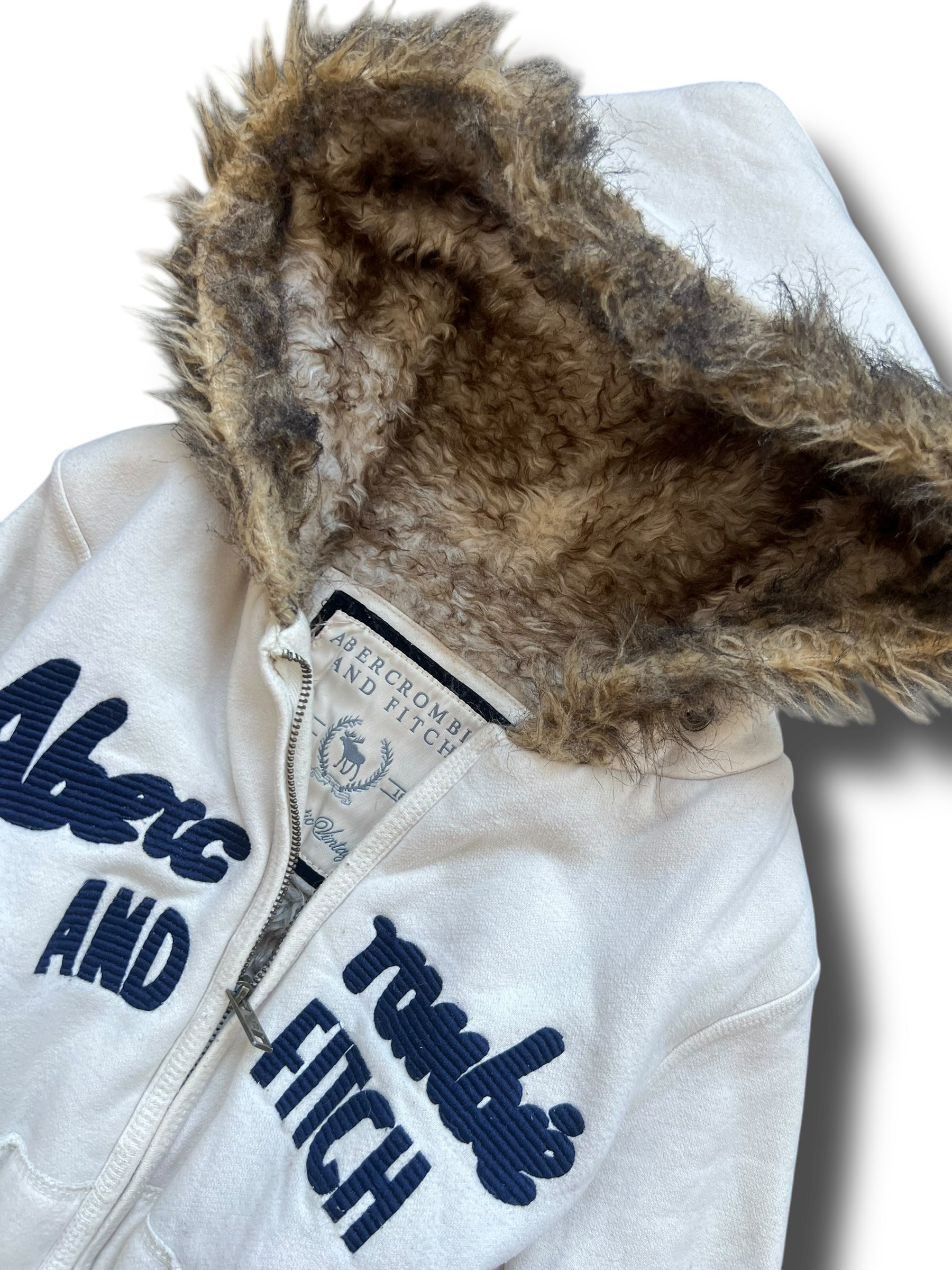 Vintage Abercrombie and fitch krátká mikina na zip s kožíškem