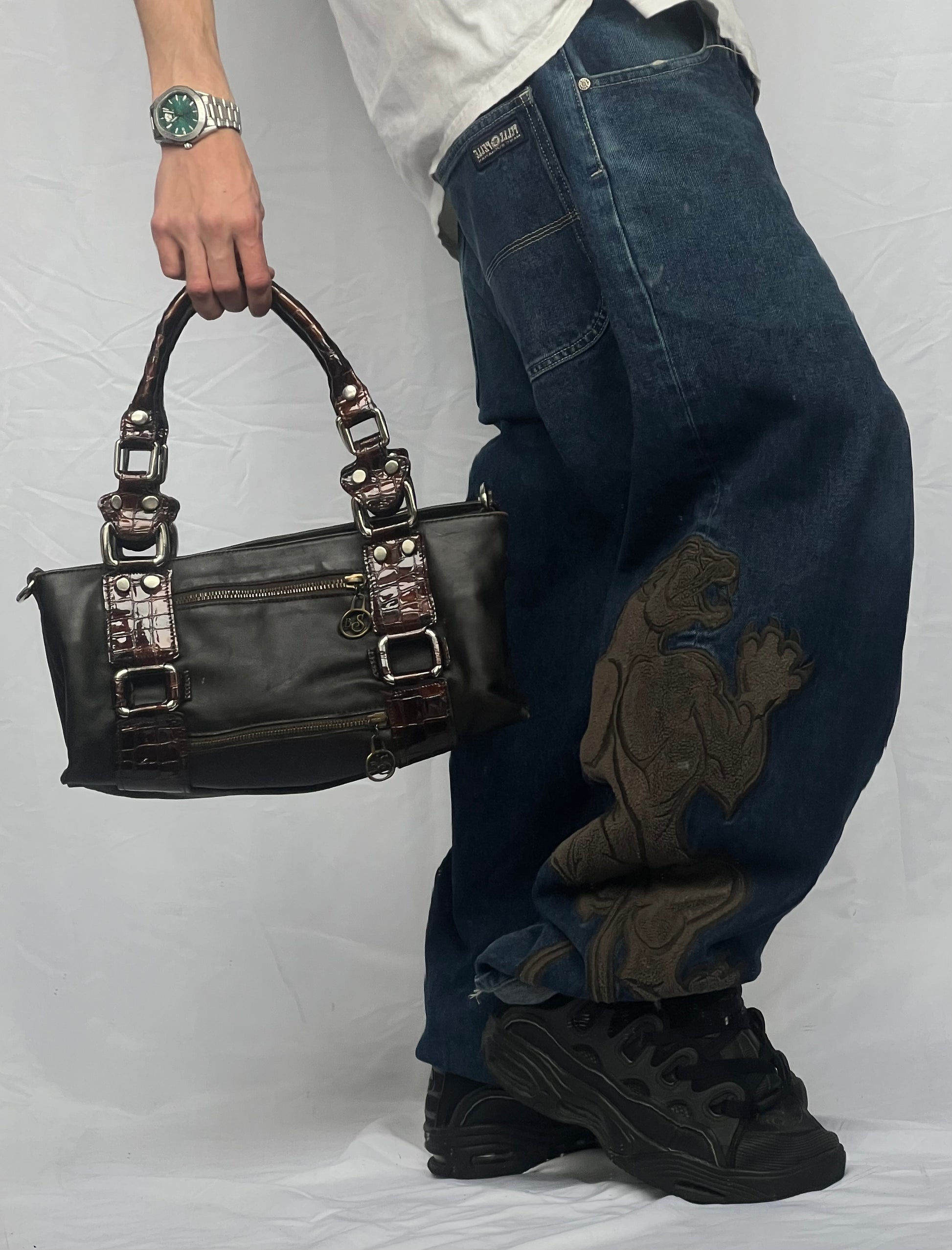 Y2K crocodile lather kabelka