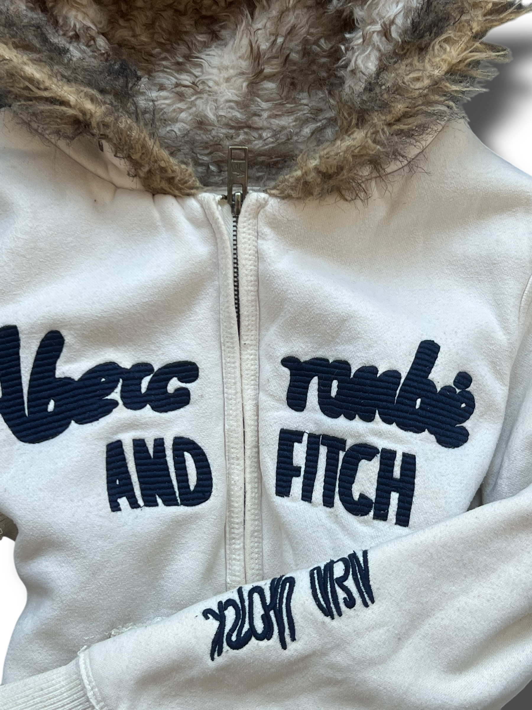 Vintage Abercrombie and fitch krátká mikina na zip s kožíškem