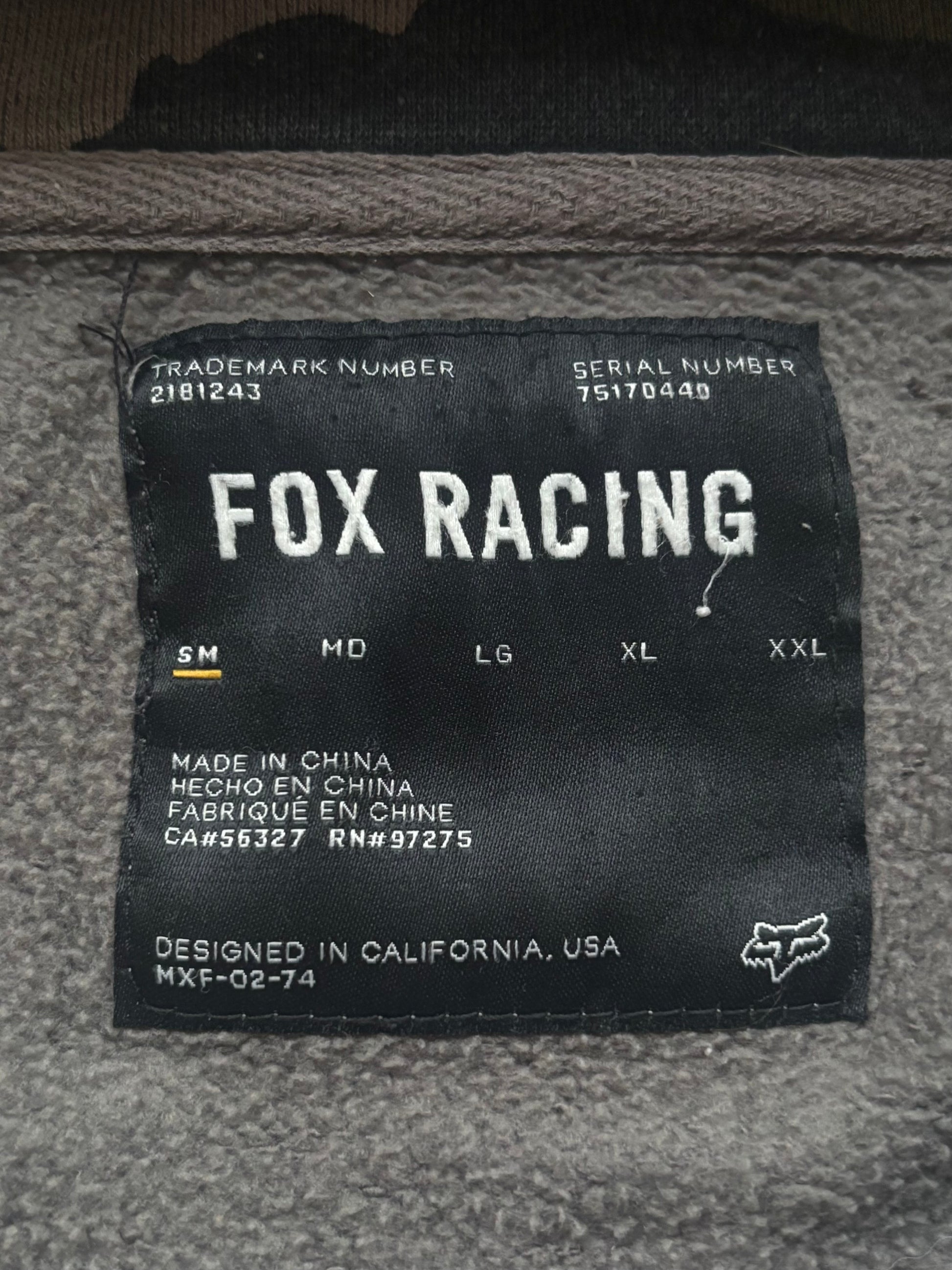 Vintage Y2K Fox racing camo mikina na zip