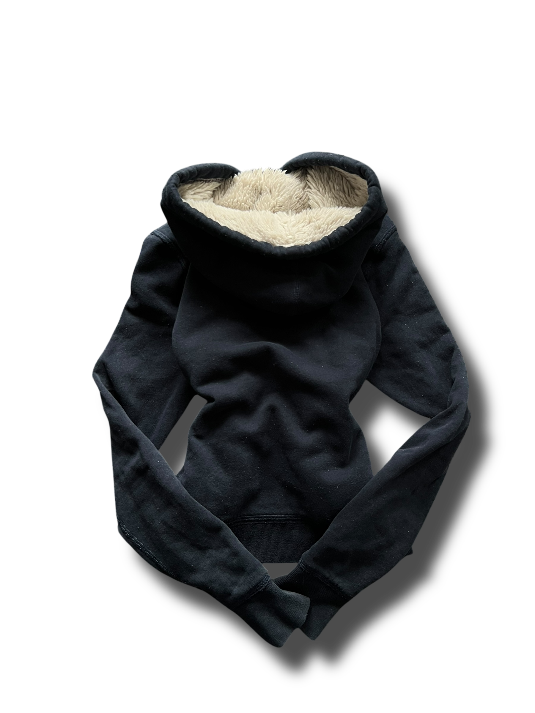 Abercrombie heavy Y2k zipper mikina s kožíškem