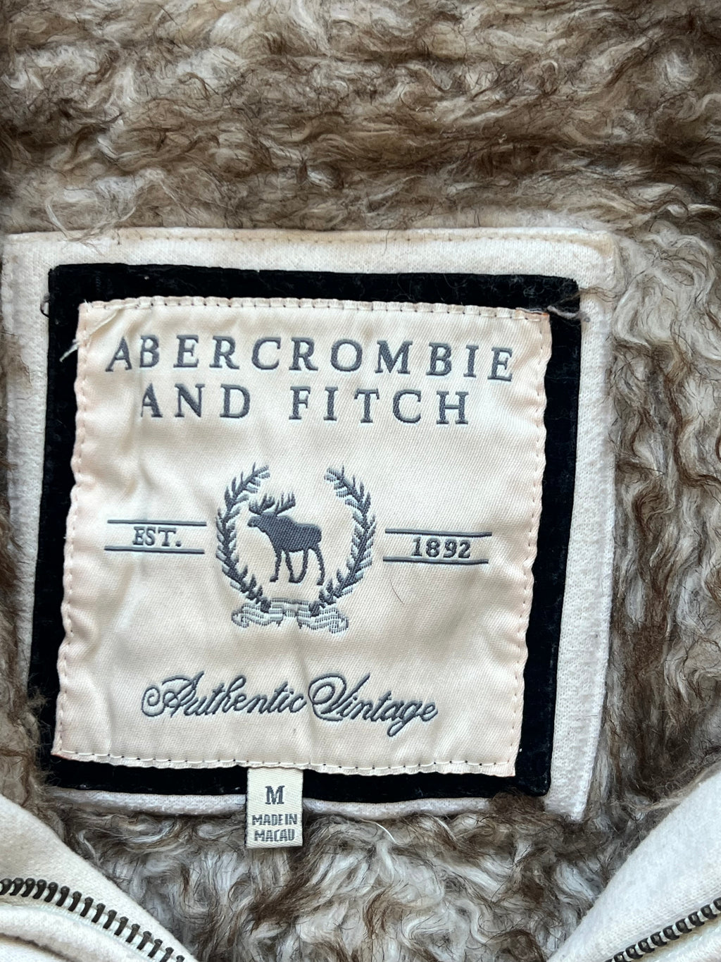 Vintage Abercrombie and fitch krátká mikina na zip s kožíškem