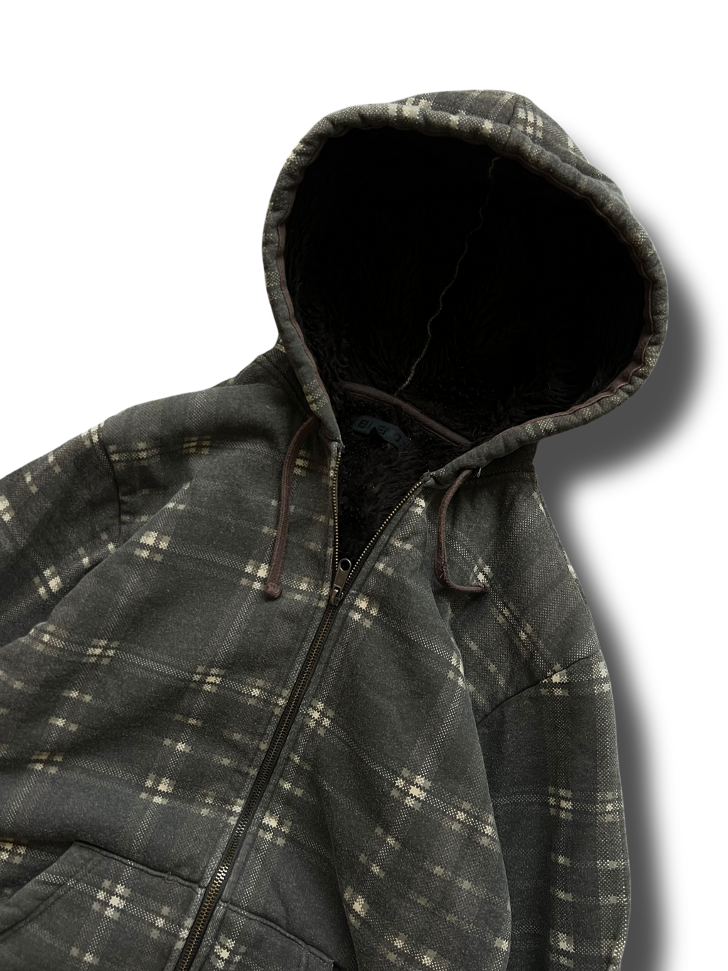 Y2k winter furry Blend zipper heavy mikina s kožíškem