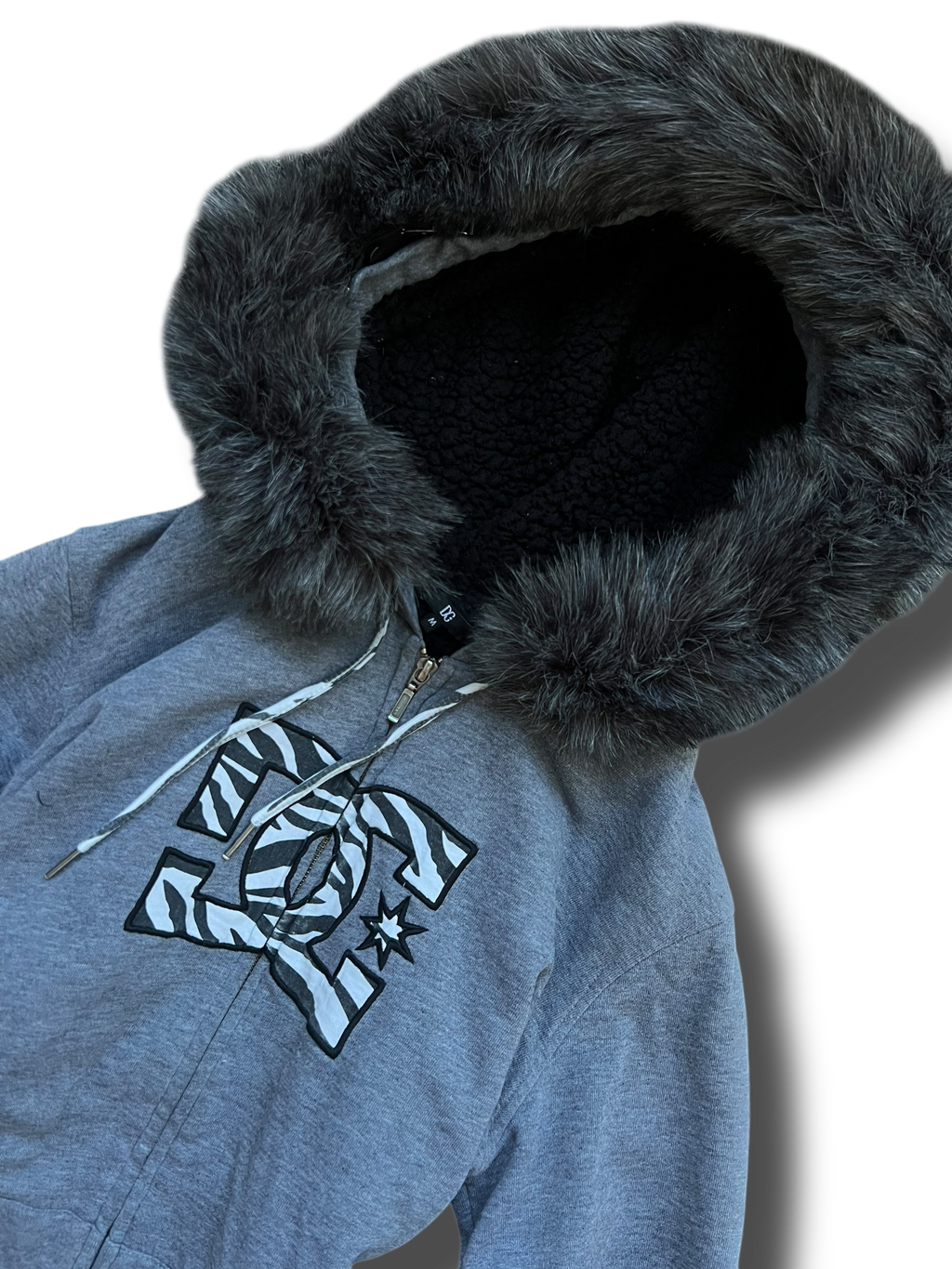 Vintage Y2k DC zip mikina s kožíškem