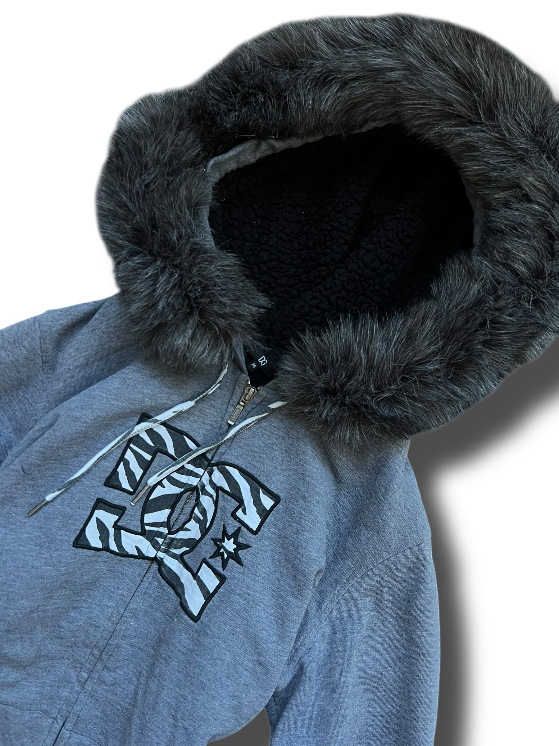 Vintage Y2k DC zip mikina s kožíškem