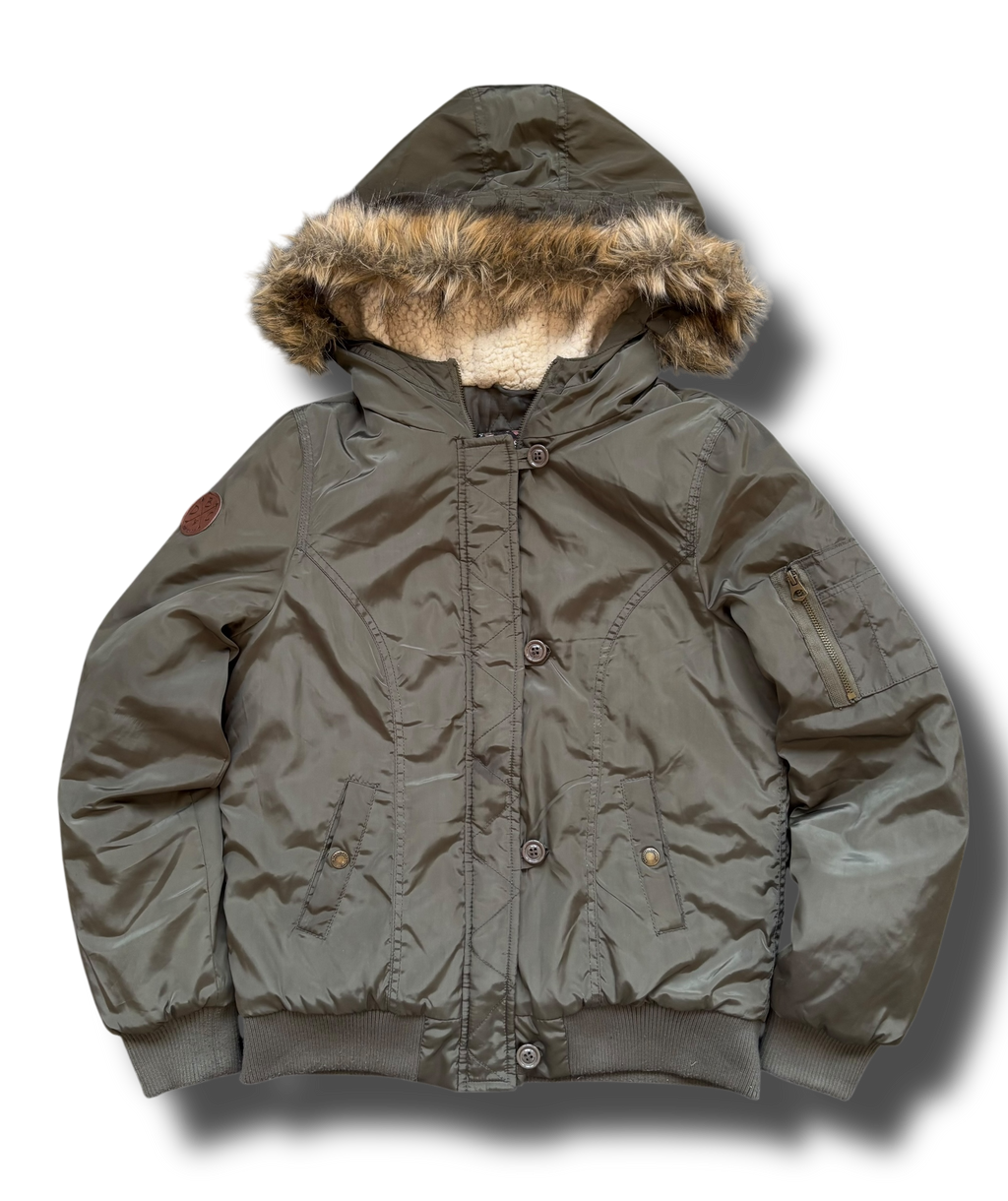 Y2K fur cropped dámská zimní bunda